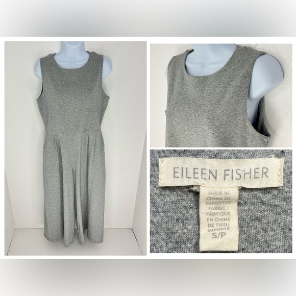 EILEEN FISHER Gray‎ Lightweight Cropped Wide Leg Jumpsuit Romper Size Small - Picture 1 of 13